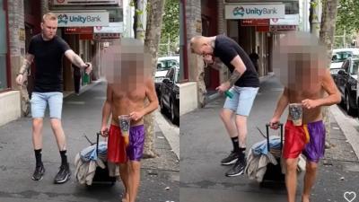 A QLD Influencer Is Under Fire For Spraying Water At A Homeless Man And Calling It A Prank