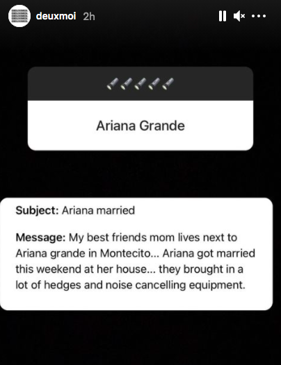 Ariana Grande’s Neighbours & Maid Of Honour Spilled A Bunch Of Tea About Her Secret Wedding