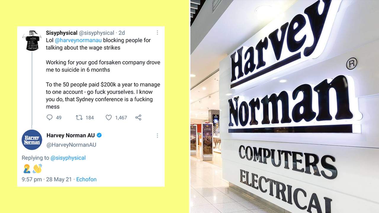 The Harvey Norman Twitter Account Has Gone Rogue In The Face Of Mass Employee Protests