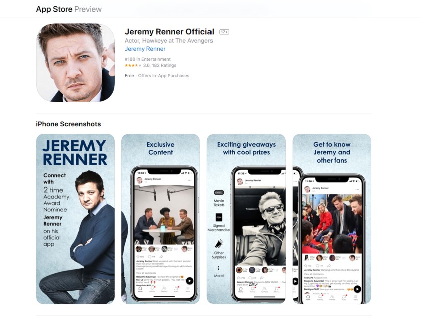 jeremy renner app failed celebrity businesses