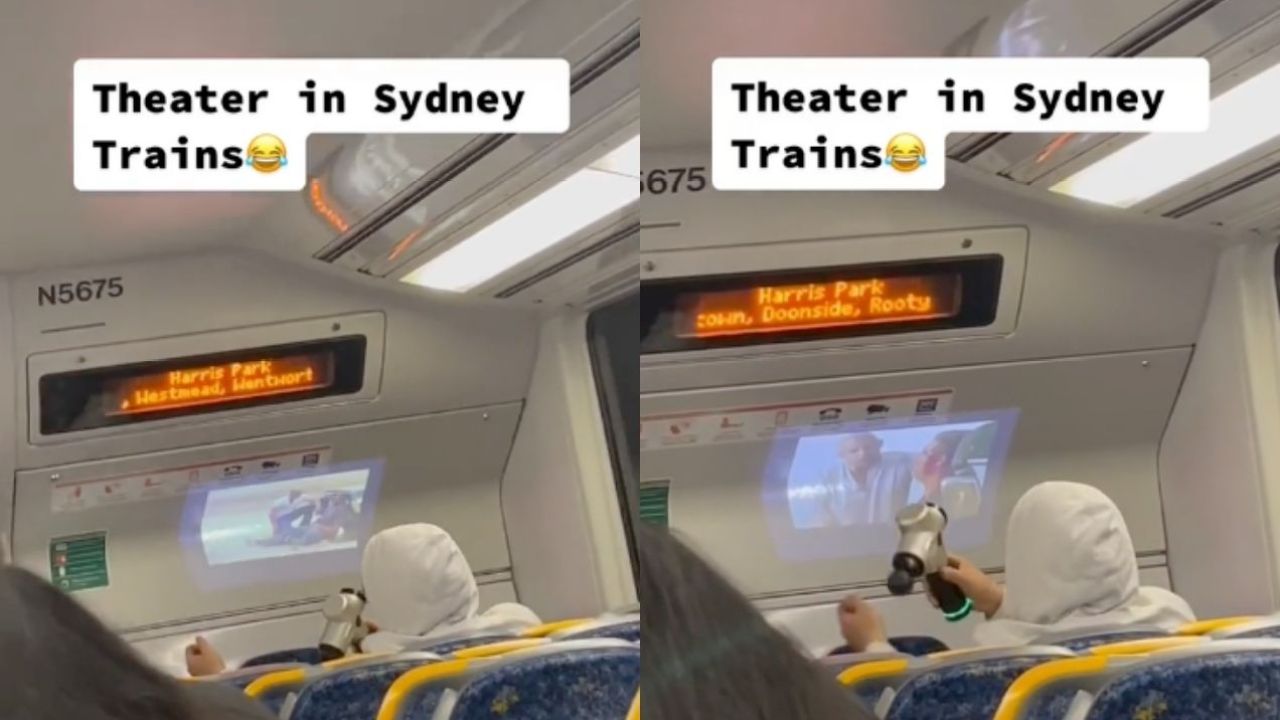 Cheers To This Absolute Legend Who Just Watched Fast And Furious Off A Projector On A Sydney Train