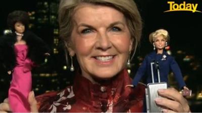 Julie Bishop Holding The #Girlboss Barbie Made In Her Honour Is Your New Sleep Paralysis Demon