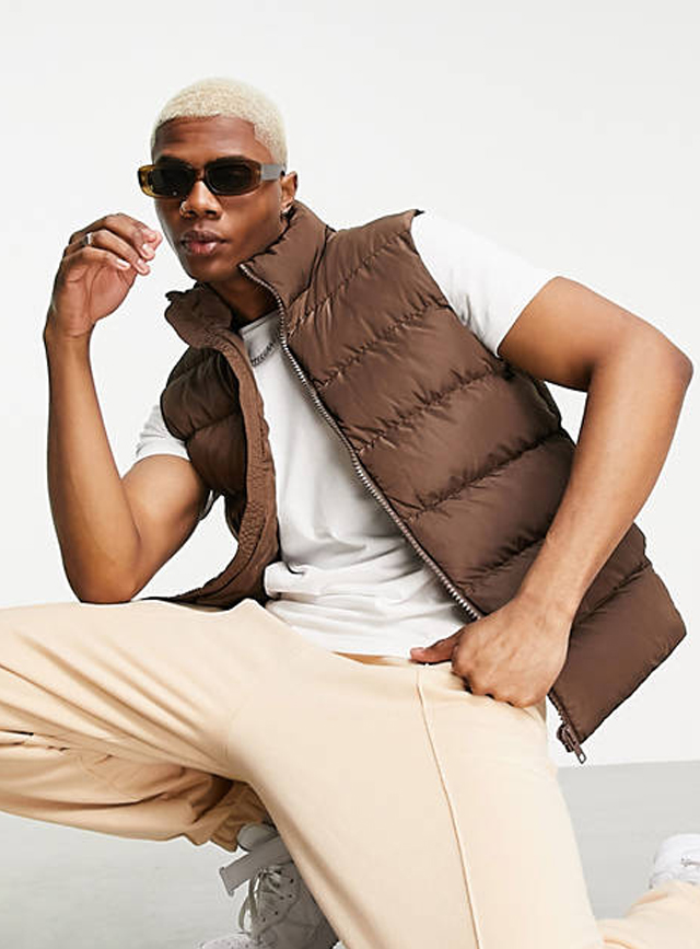 chocolate brown puffer vest
