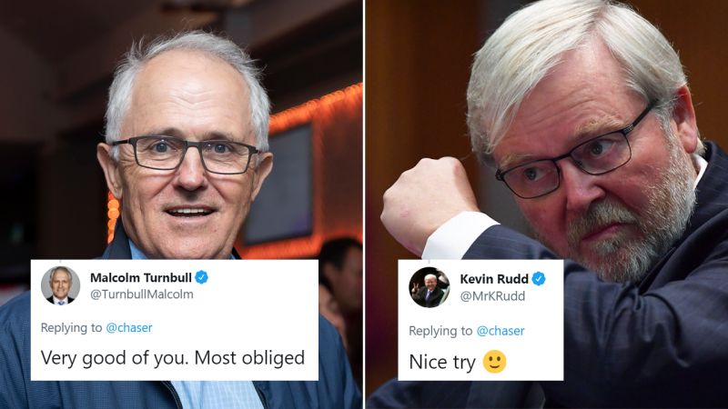 Ex-PMs Kevin Rudd & Malcolm Turnbull Are Being Messy Bitches By Dueling For The Chaser’s Love
