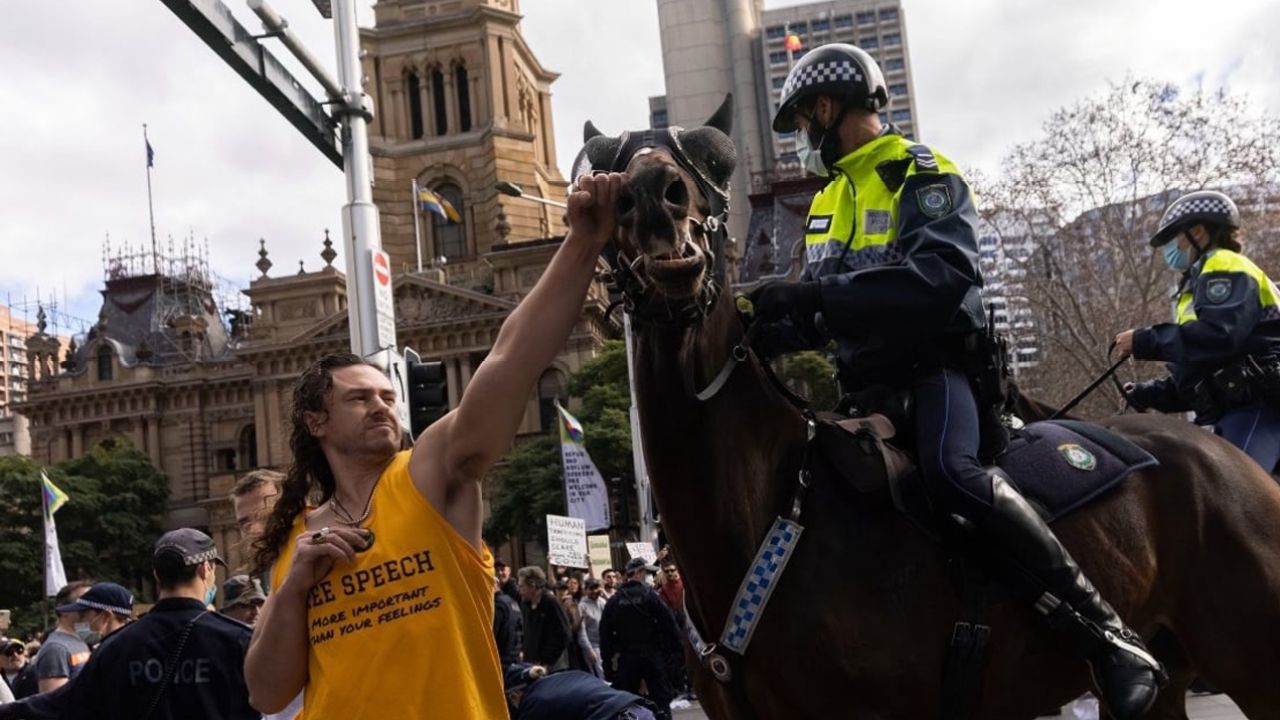 Dickhead Sydney Lockdown Protesters Who Went Viral For Shoving A Police Horse Found & Charged