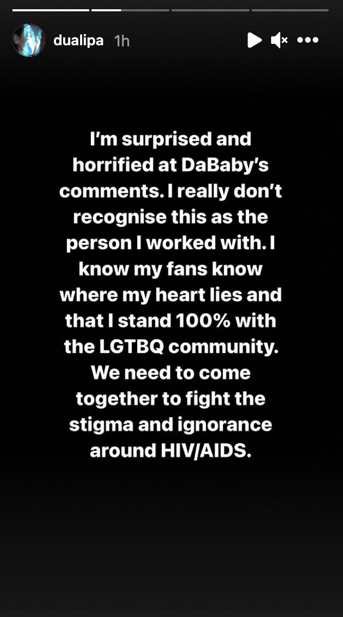 Dua Lipa Says She’s ‘Horrified’ By Rapper DaBaby’s Disgusting Homophobic Rant At A Recent Show