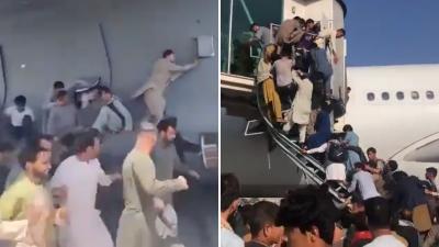 Footage Shows Afghans Clinging To The Outside Of US Military Planes To Try & Escape The Taliban