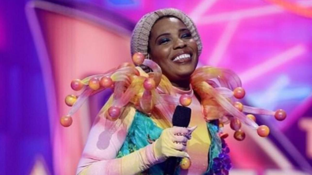 Macy Gray smiling after being revealed on The Masked Singer Australia