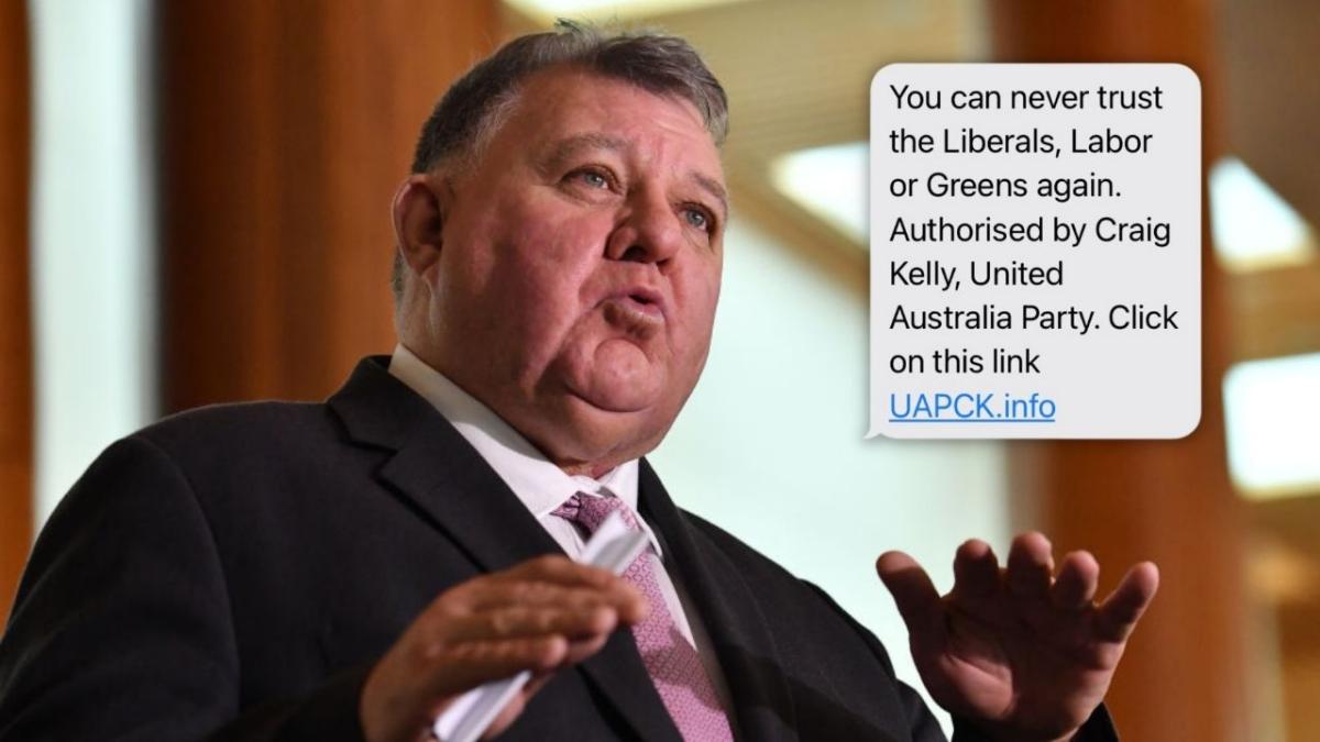 Craig Kelly supports bill to block spam texts from politicians, despite sending them himself.