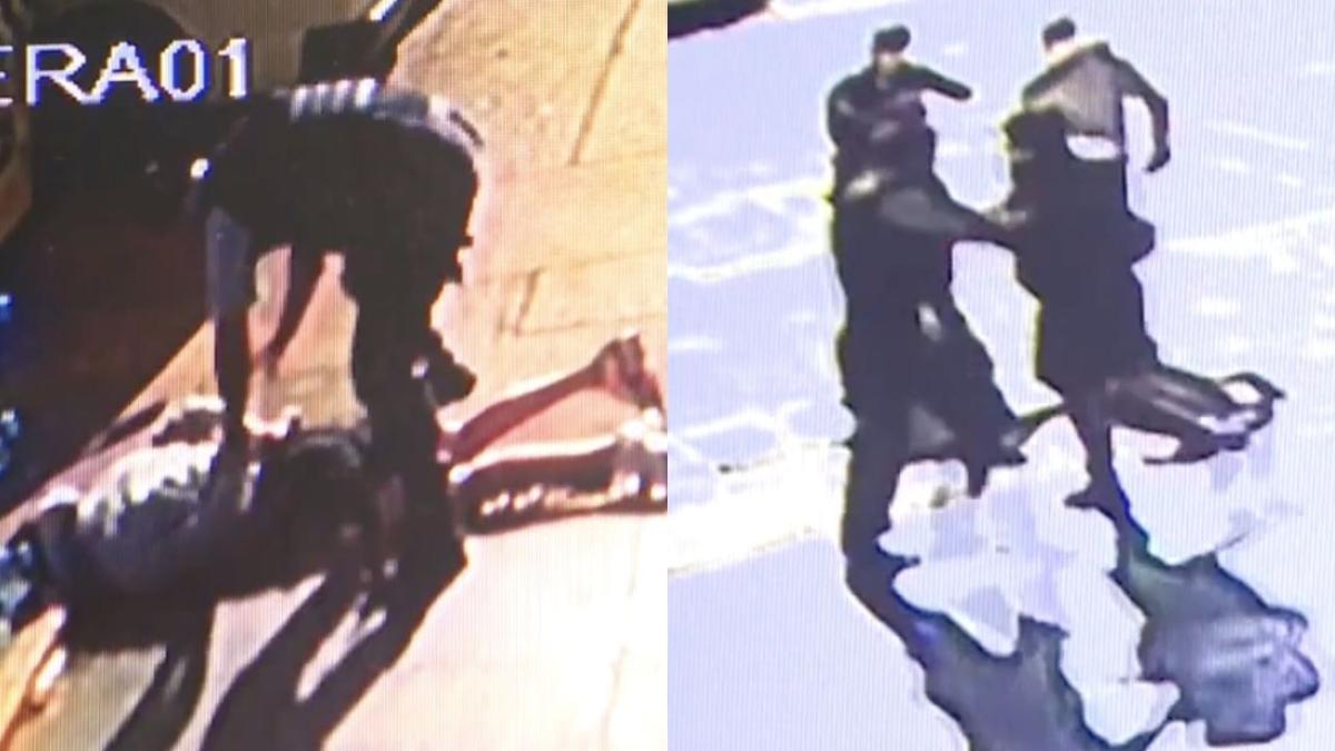 CCTV footage of two police officers violently arresting two men in Western Sydney.