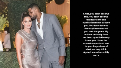 Tristan Thompson Cops To Cheating On Khloé Kardashian & Fathering Love Child In Public IG Apology