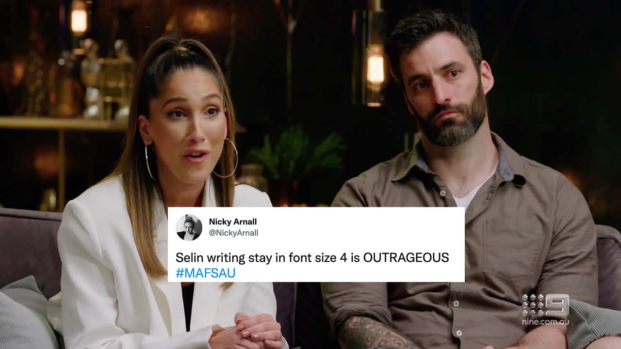 MAFS Fans Were Squinting At Their Tellies To Read Selin’s Petty Response To Stay/Leave