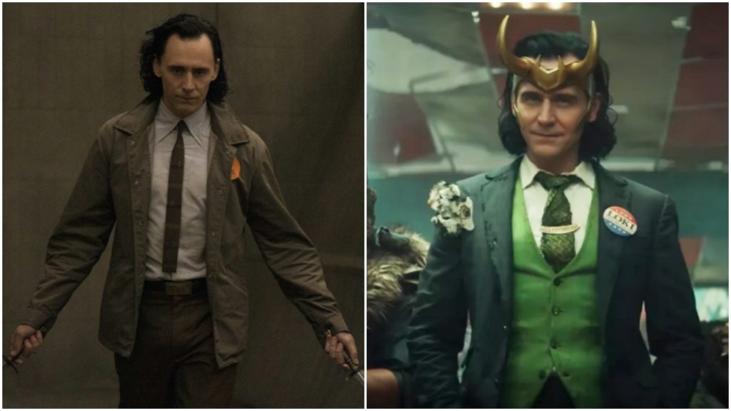 Loki wears a suit and tie