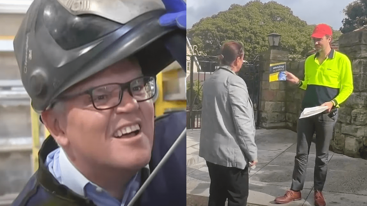 The Chaser Tried To Hand-Deliver Human Meme Scott Morrison A Copy Of ‘Welding For Dummies’