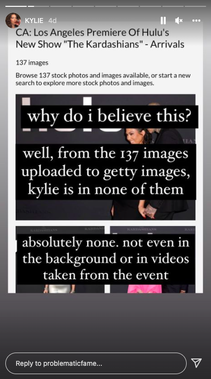 A conspiracy that Kylie Jenner faked her own pics at the kardashians pemiere.
