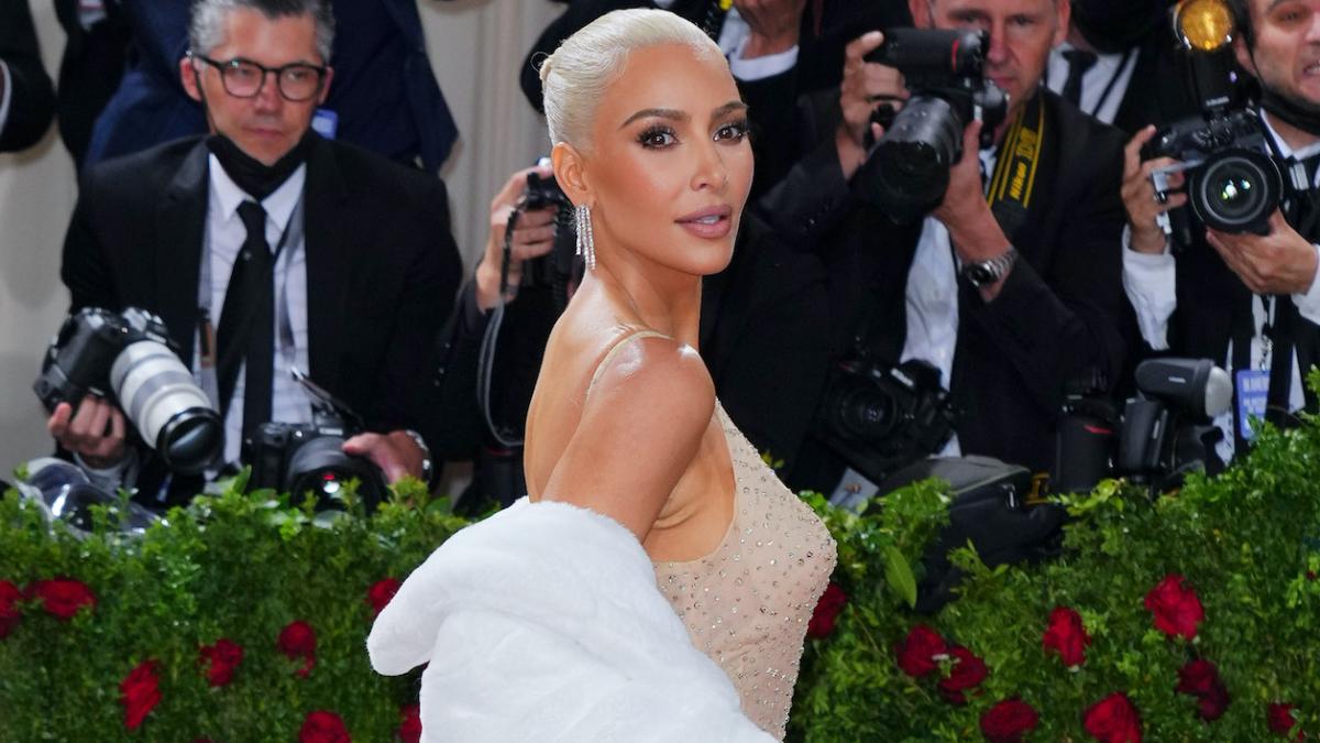 Kim Kardashian wearing Marilyn Monroe's dress at the Met Gala.