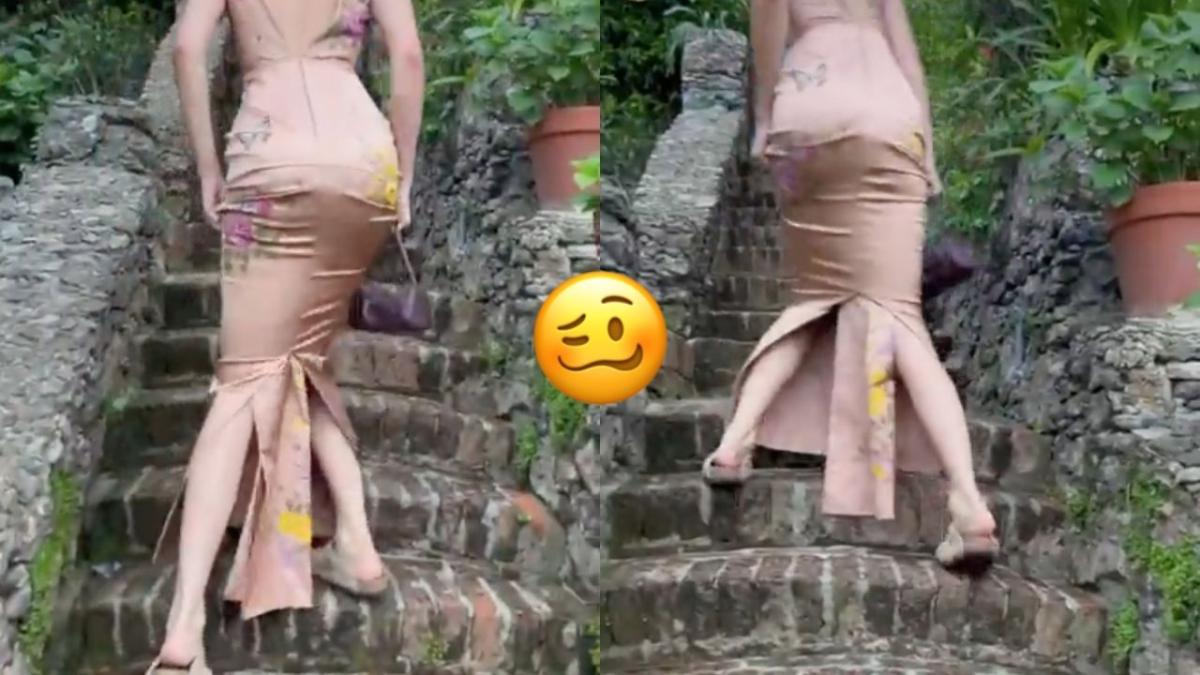 Kendall Jenner struggling to climb stairs with a woozy emoji