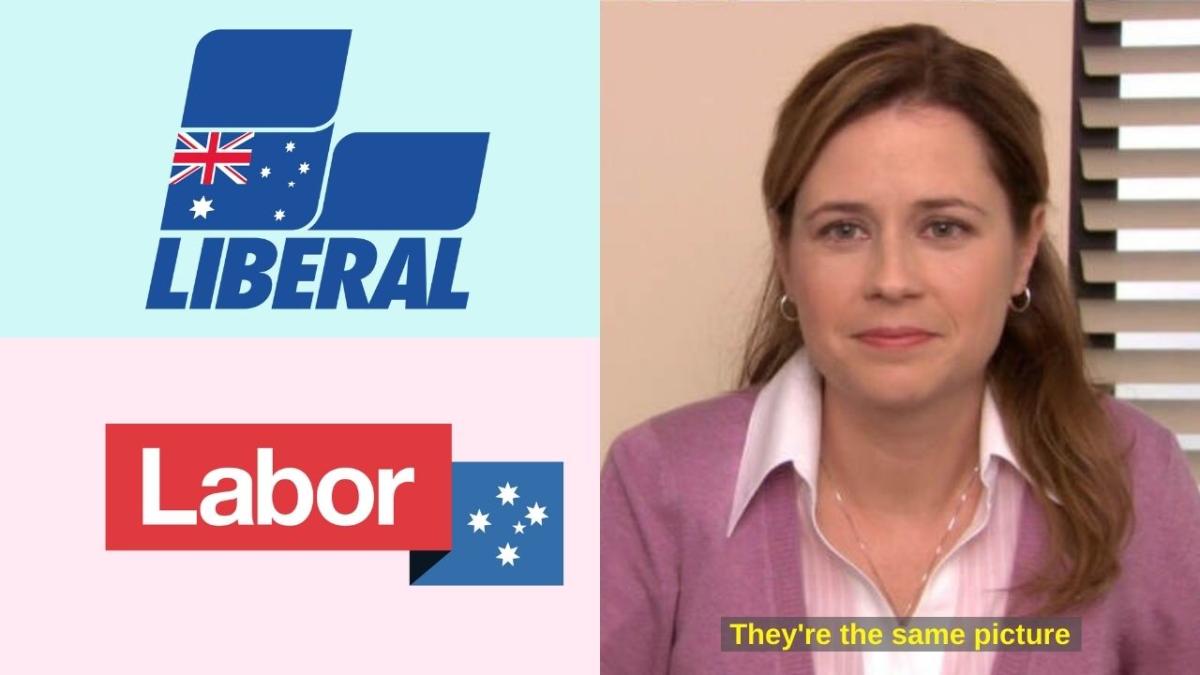 Labor and Liberal logos next to the "it's the same picture" meme.