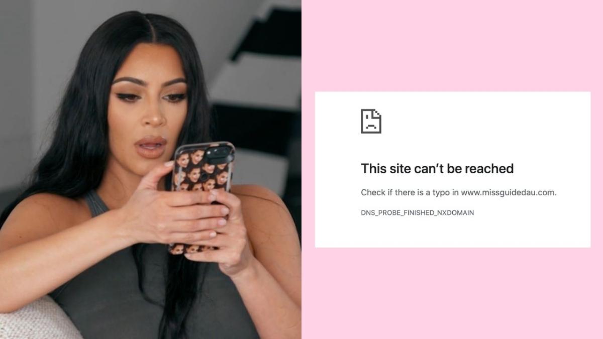 Kim Kardashian reacting to missguided site collapsing