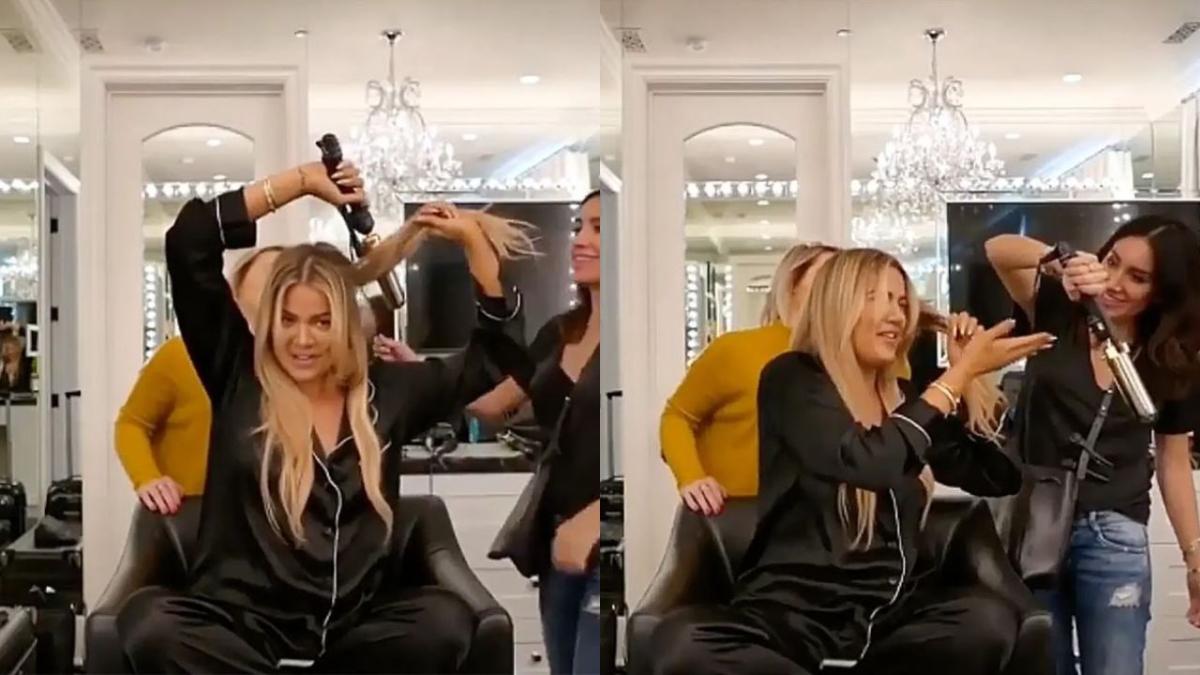 khloe kardashian hair curling video