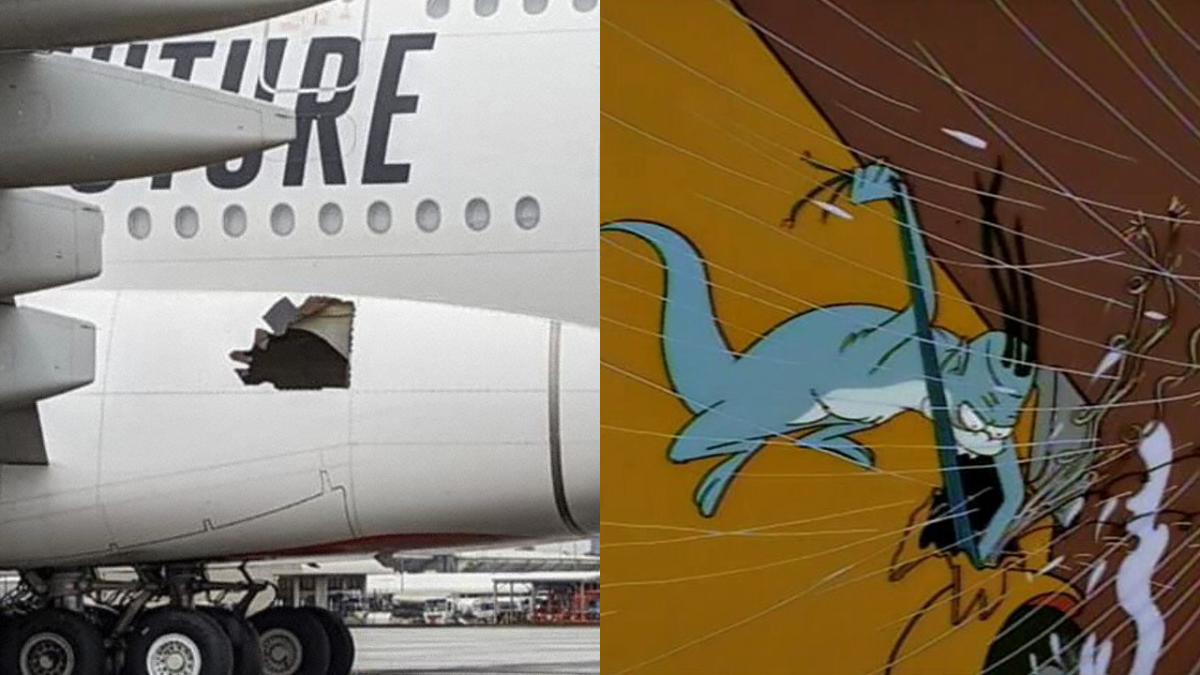 brisbane plane damaged hole emirates