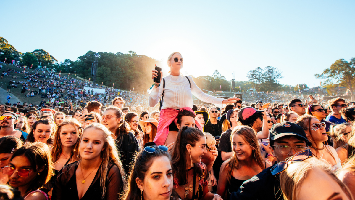 Punters in the crowd at Splendour in the Grass at Byron Bay