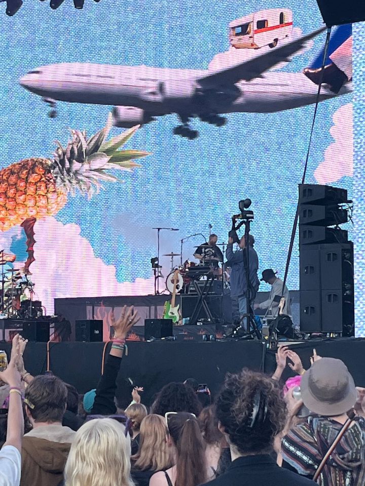 Man doing a shoey onstage at G Flip's Splendour In The Grass set.