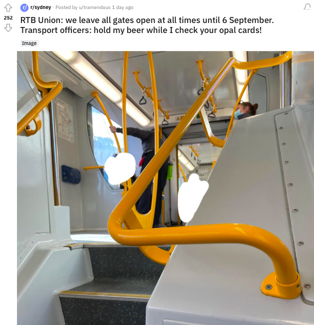 Reddit Sydney public transport officers fining people for not tapping on during strike