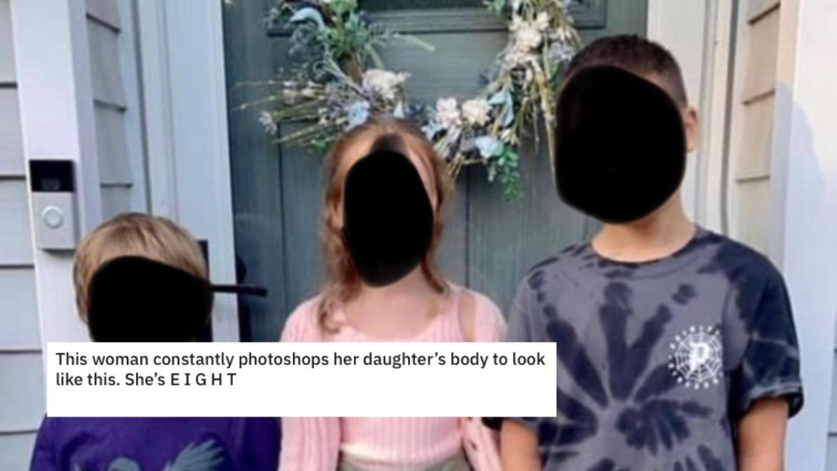 Mum blasted on reddit after she photoshopped her 8-year-old daughter's body.