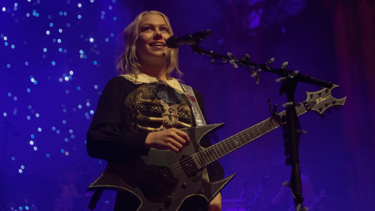 Singer Phoebe Bridgers performing on stage at Orpheum Theatre on August 20, 2022 in Vancouver, British Columbia, Canada