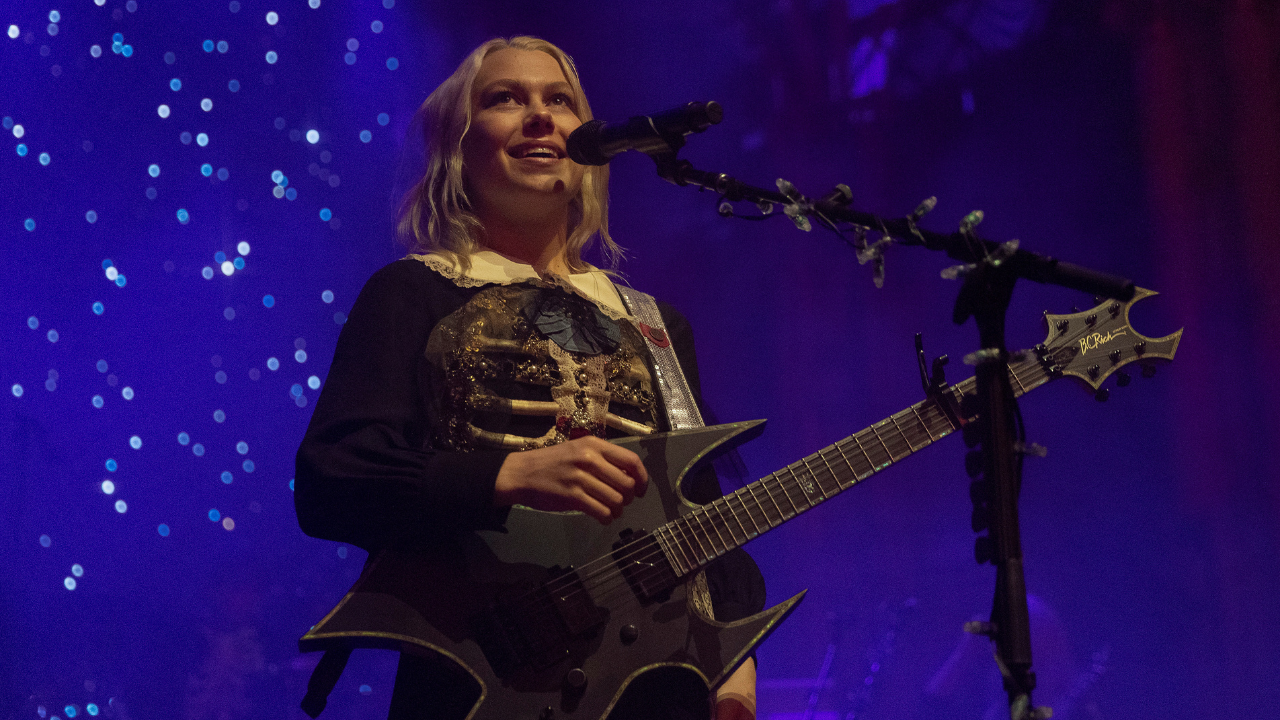 Singer Phoebe Bridgers performing on stage at Orpheum Theatre on August 20, 2022 in Vancouver, British Columbia, Canada