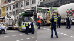 melbourne tram concrete truck collision