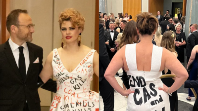 Adam Bandt’s Wife And Sarah Hanson-Young Slayed Last Night’s Midwinter Ball W/ Anti-Coal Dresses