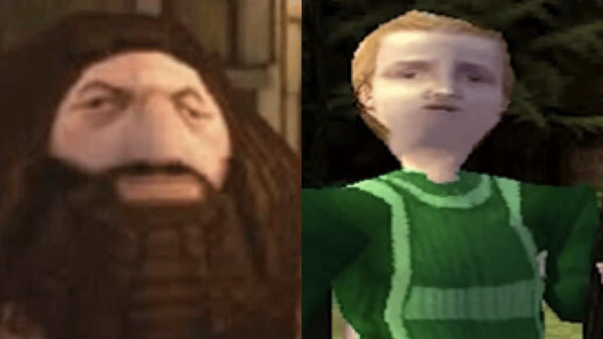 Hagrid and Malfoy in Harry Potter and the Philosopher's Stone video game
