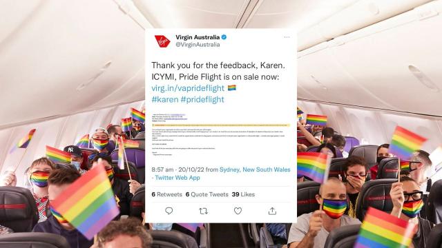Virgin Australia pride flight tweet about hate email