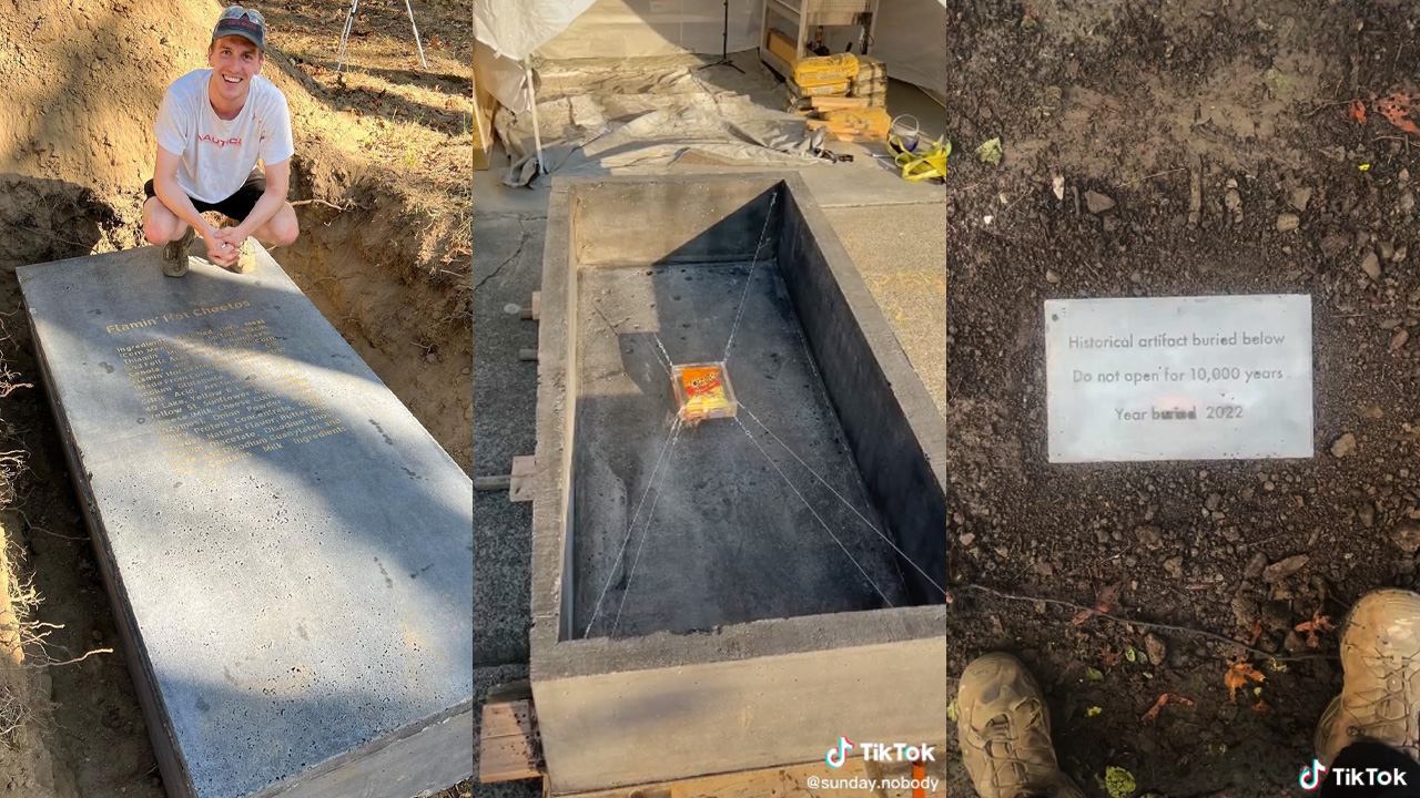 A TikToker Built A 1500KG Concrete Tomb To Preserve A Packet Of Chips For Future Civilisations