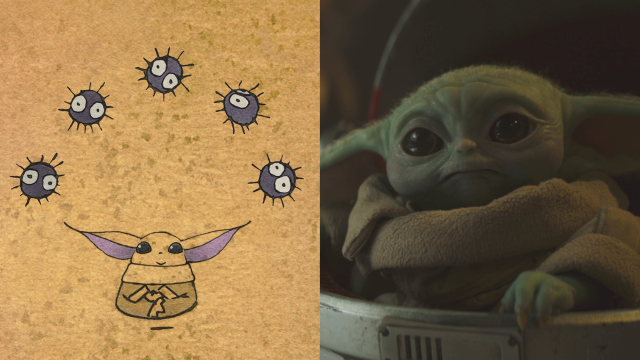 Baby Yoda splicd with cover art for Zen - Grogu and Dust Bunnies
