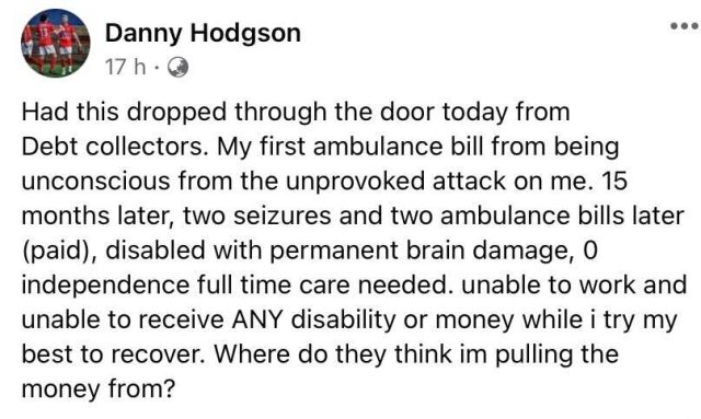 Danny Hodgson ambulance fee
