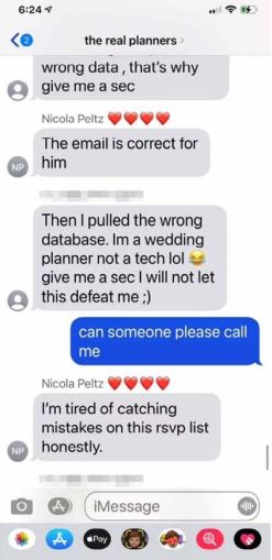 Nicola Peltz texts wedding planner