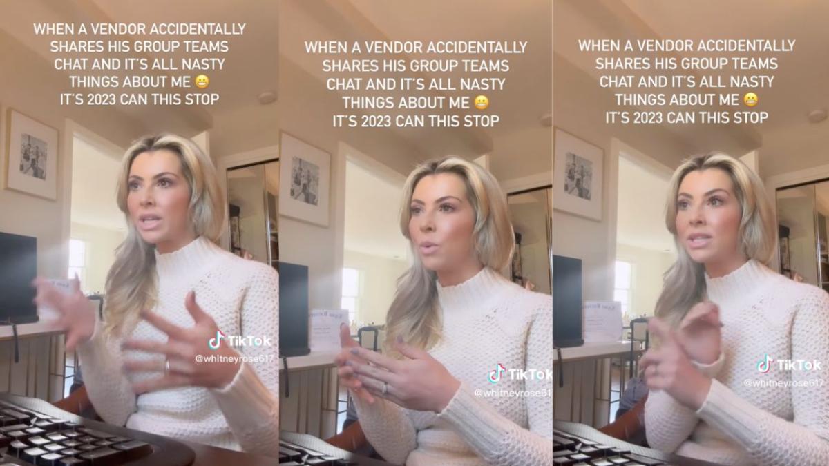 TikTok of woman who discovered nasty group chat in work meeting with client