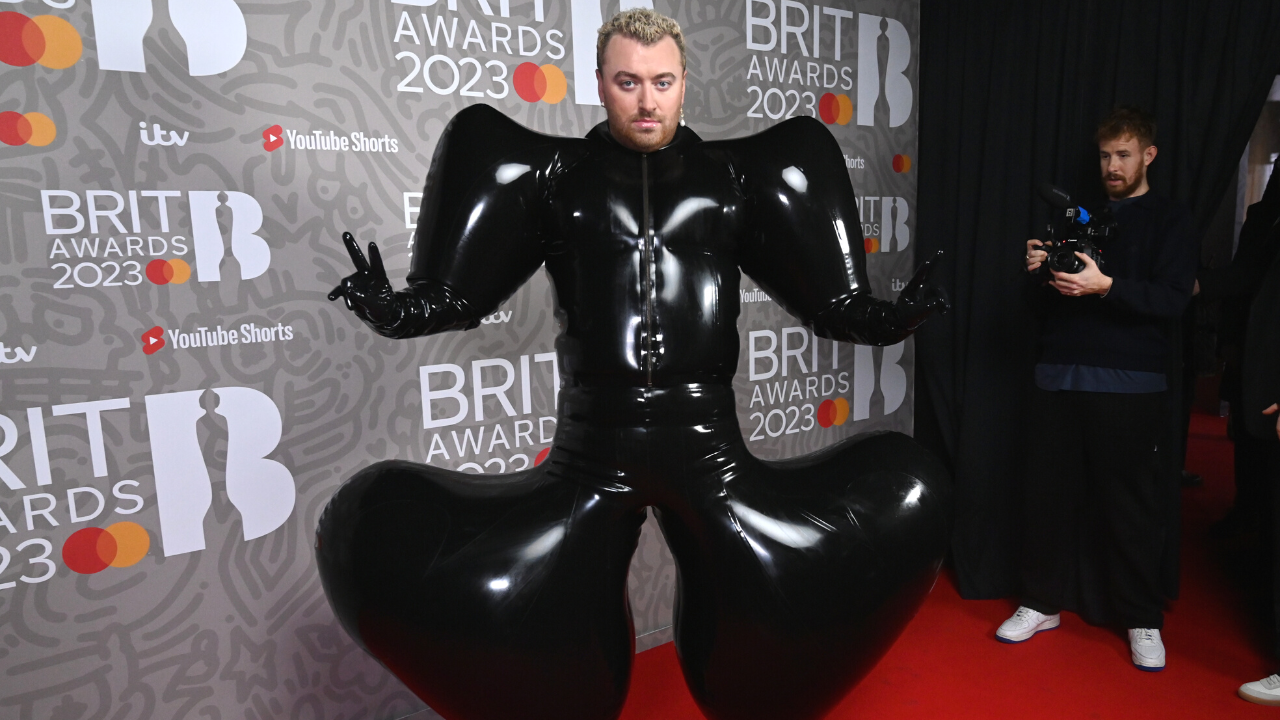 At the brit awards, sam smith wore a unique outfif