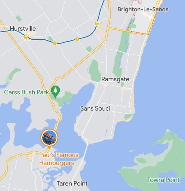 Map showing where escaped horses in Sydney galloped from: Brighton le sands to taren point