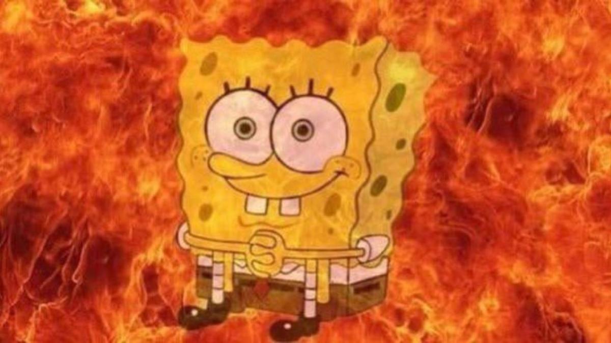 Sydney weather: Sydney experiences wild heat wave, when will it end? image is of spongebob on fire