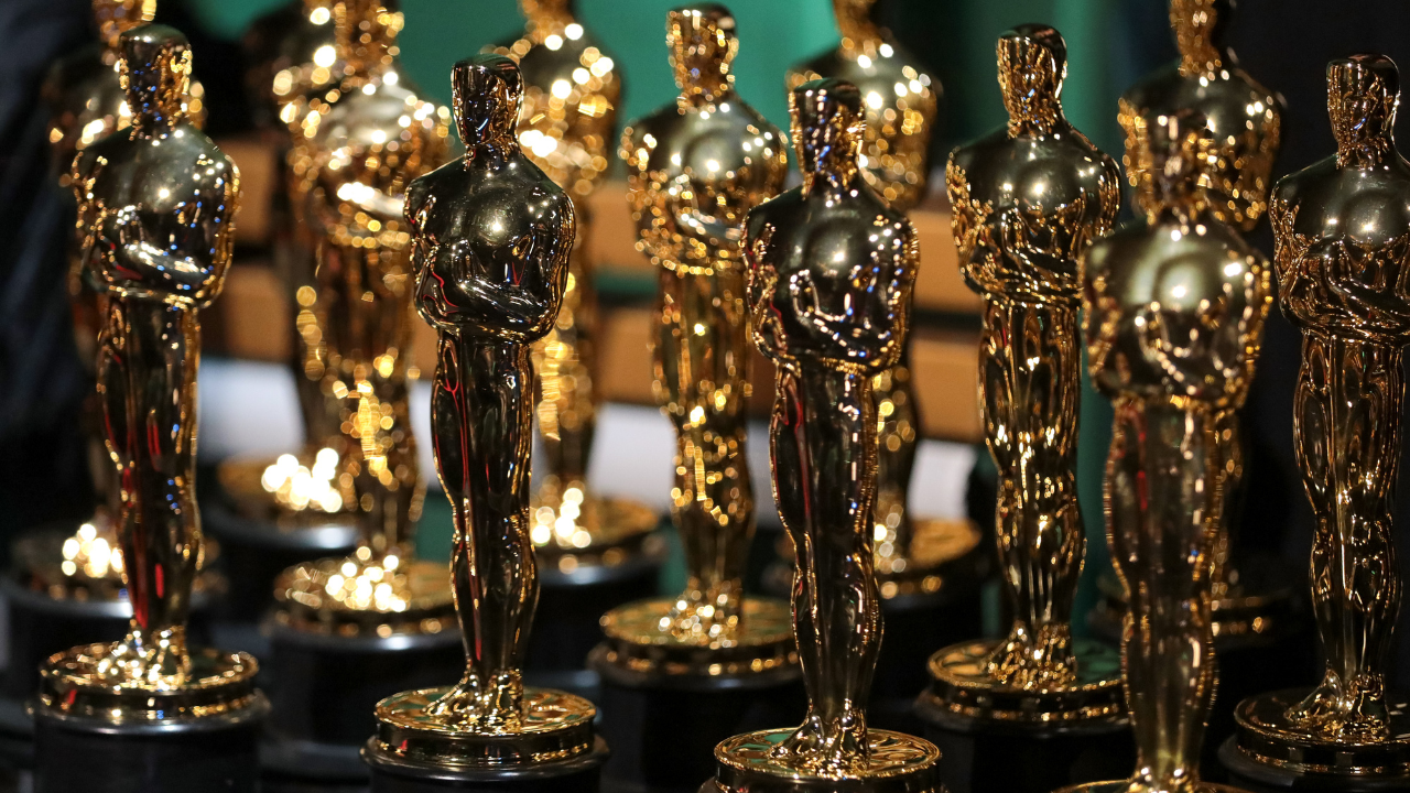 Oscar statuettes are seen backstage during the 95th Annual Academy Awards