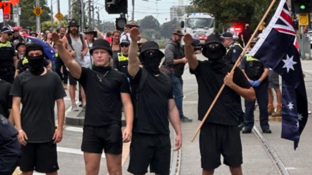 nazi salute victoria protest queer people cops pride