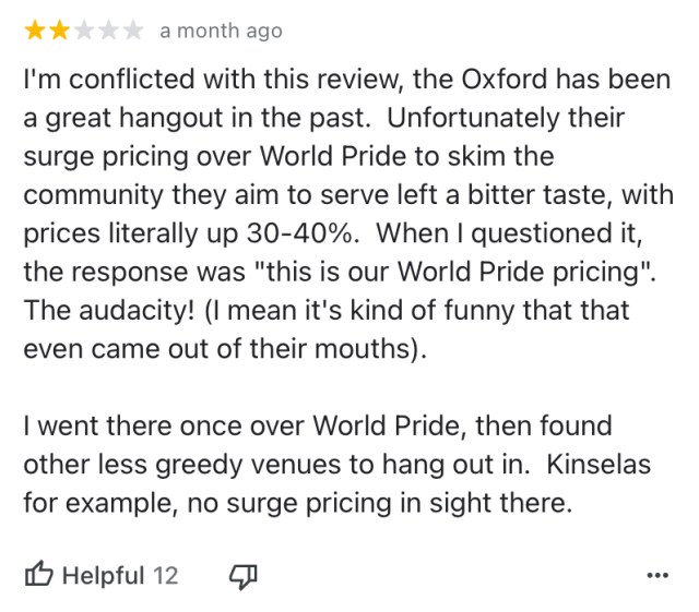 the oxford hotel worldpride review