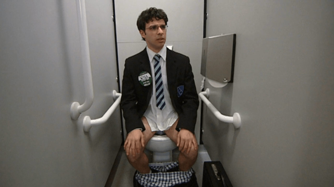 Will from The Inbetweeners sitting on the toilet
