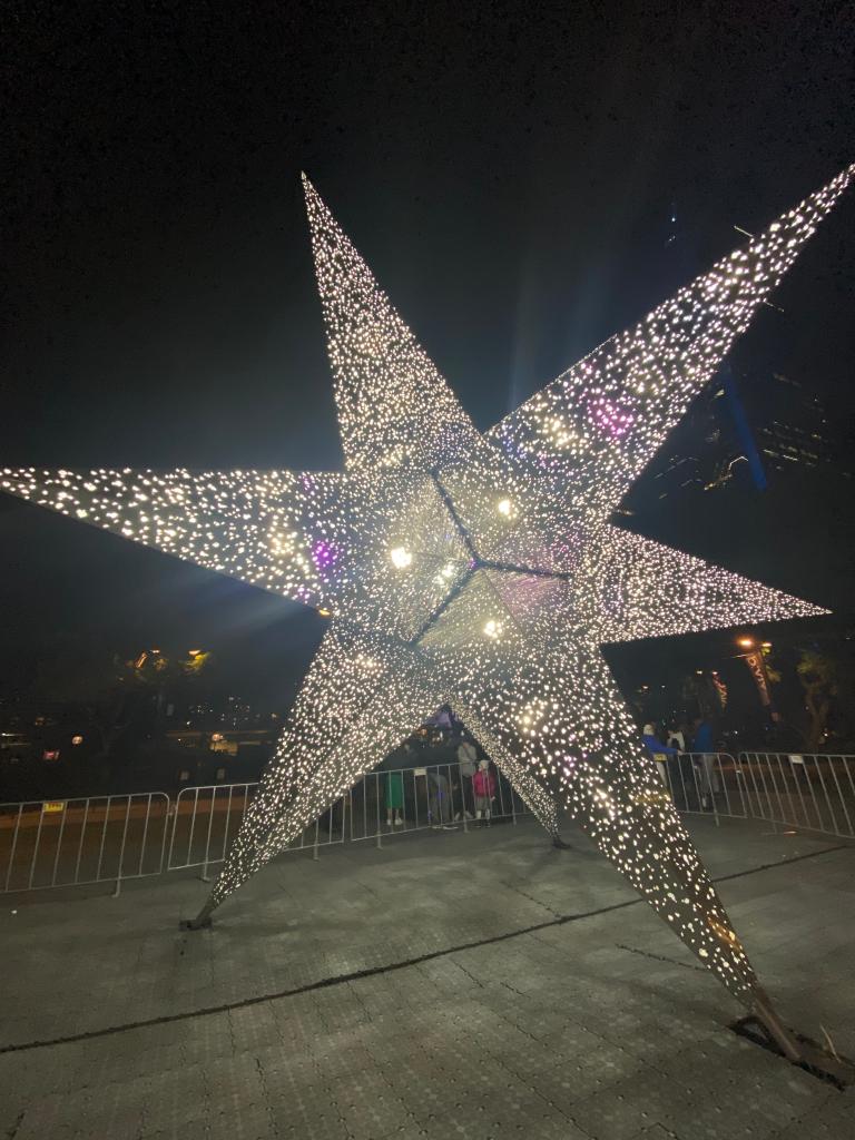 A shining, silver star at Vivid Sydney 2023 Circular Quay