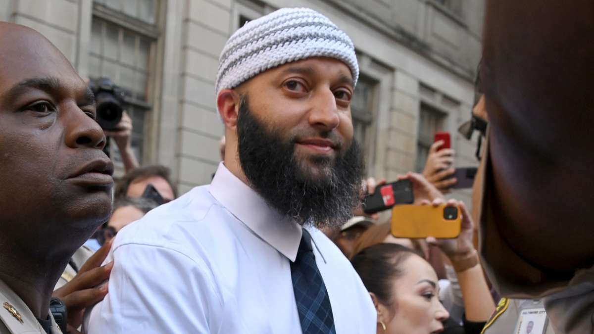 Adnan Syed leaving court after prosecutors dropped murder charges against him