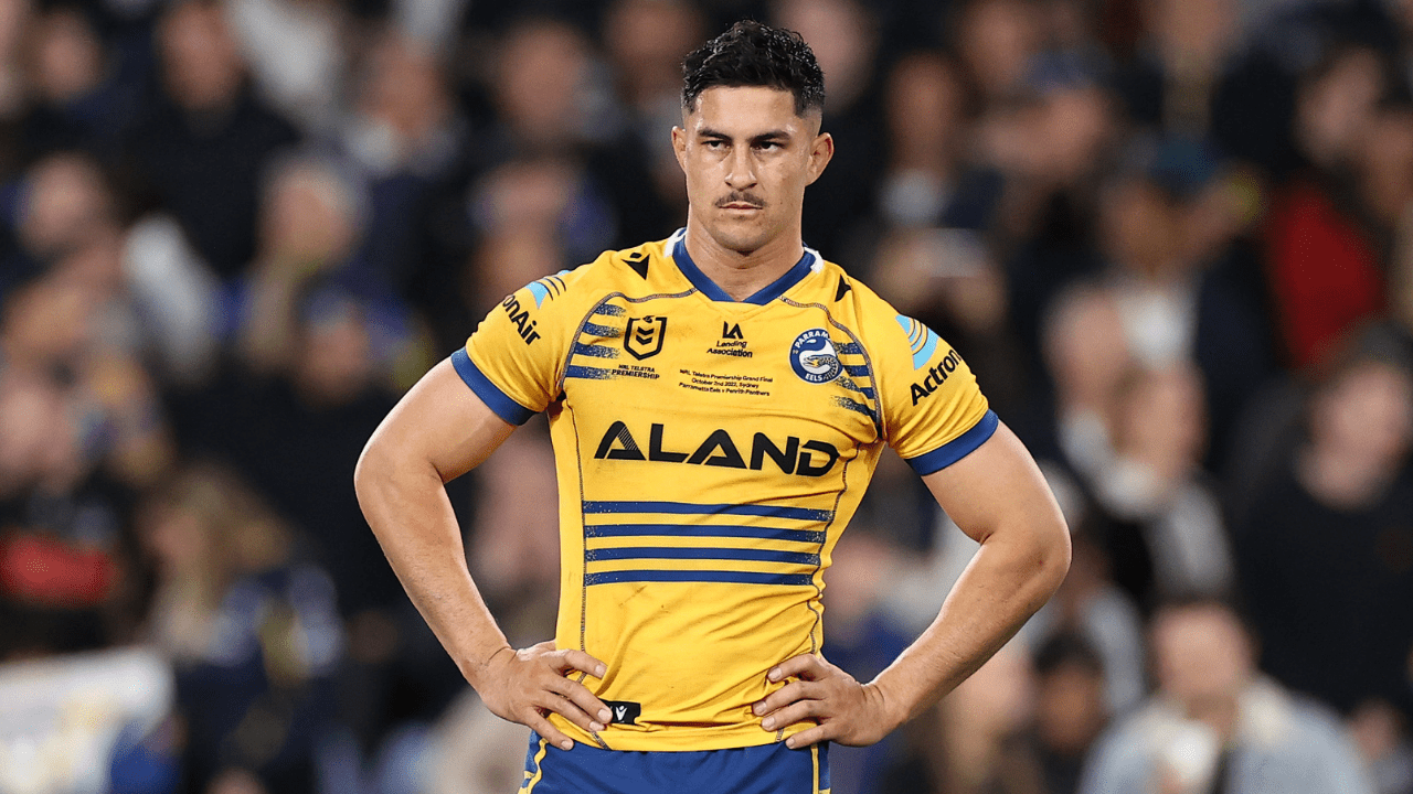 Dylan Brown of the Eels looks on during the 2022 NRL Grand Final match between the Penrith Panthers and the Parramatta Eels at Accor Stadium on October 02, 2022